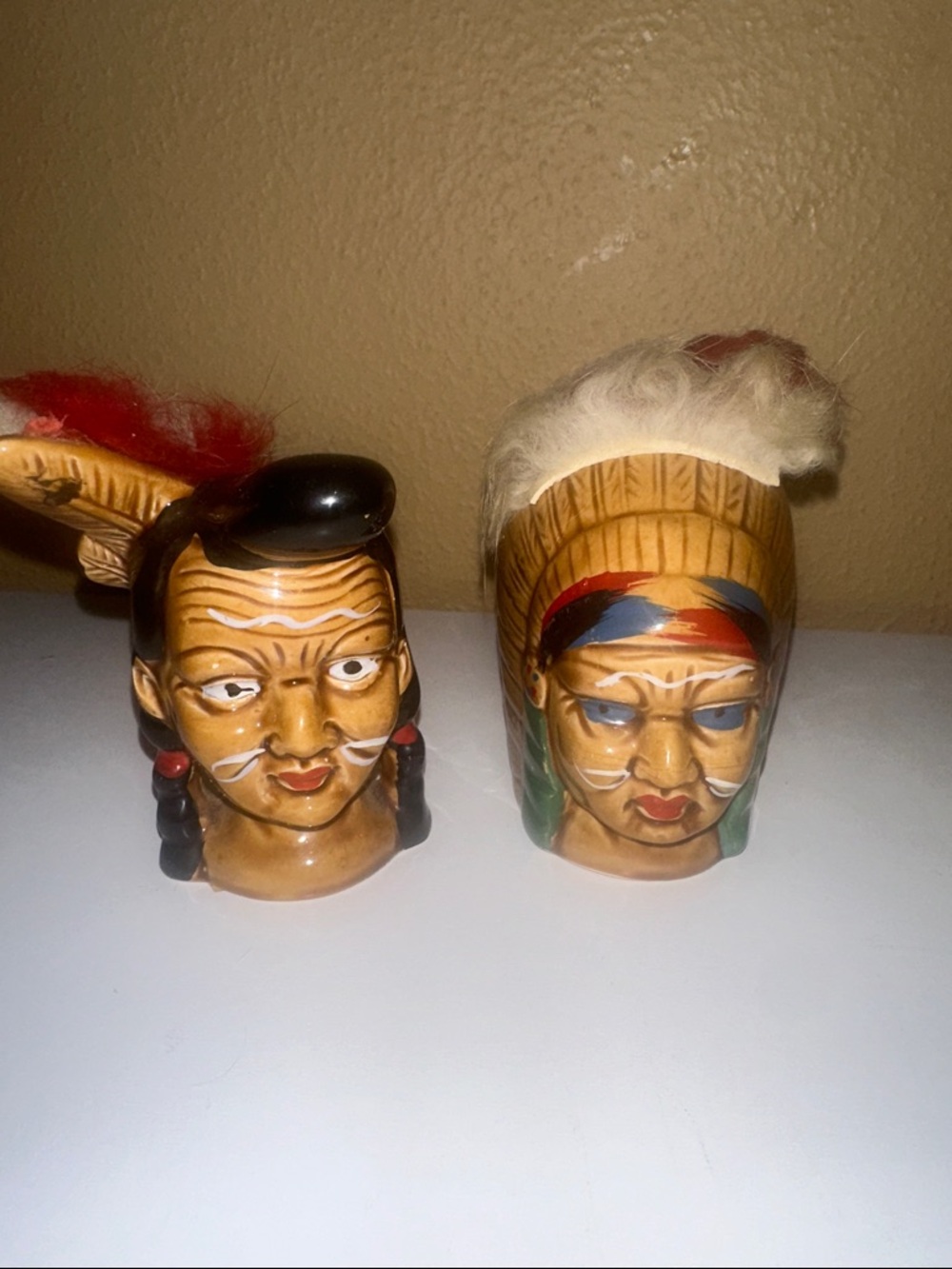 Vintage Indian woman and man salt and pepper shakers Papago trading post